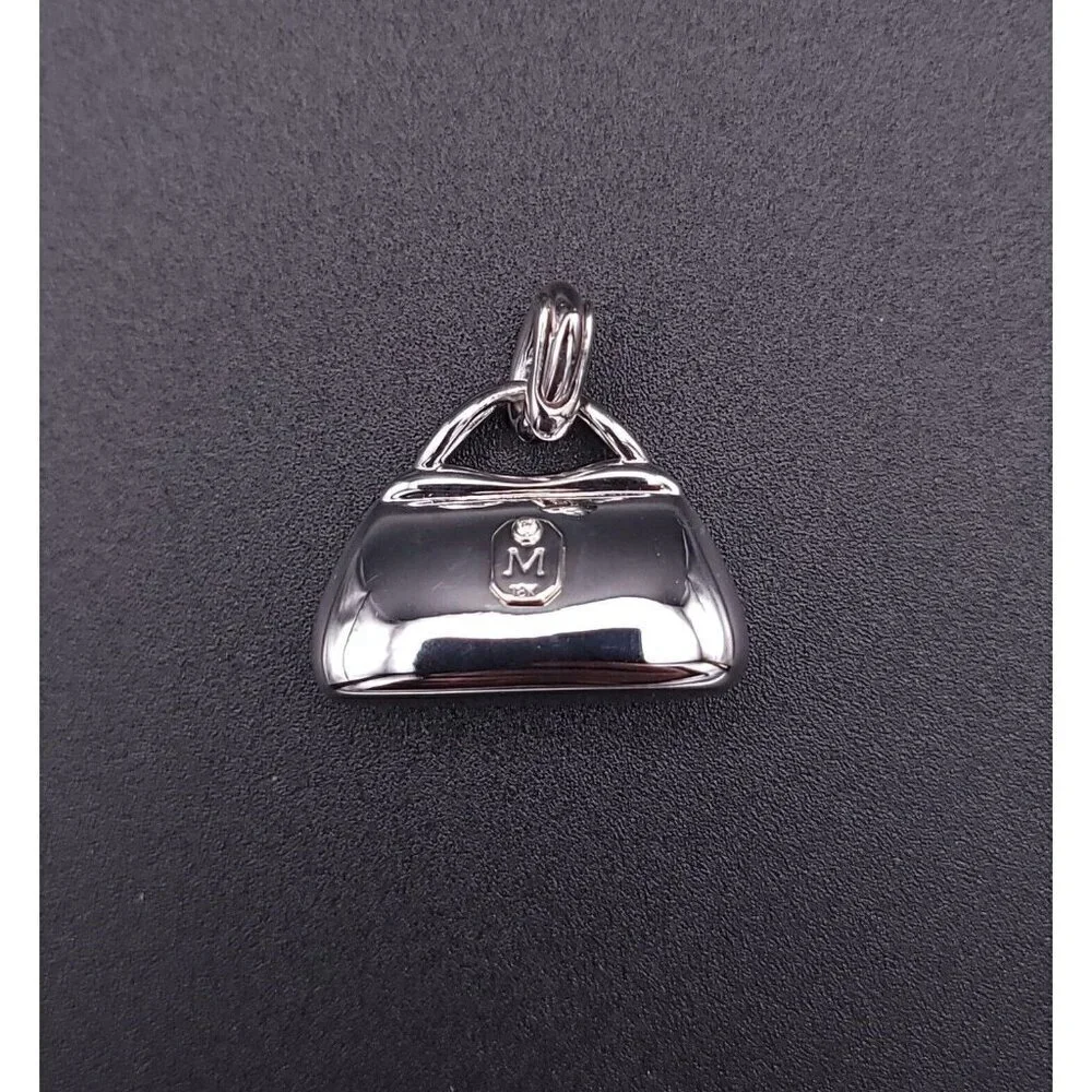 Mirabelle 18kt White Gold Diamond and Sapphire Purse Charm Pendant with Enhancer